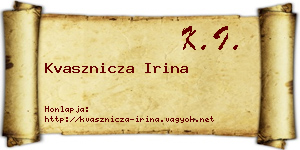 Kvasznicza Irina névjegykártya